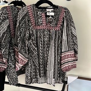 Brand New! V neck cleobella black and maroon shirt
